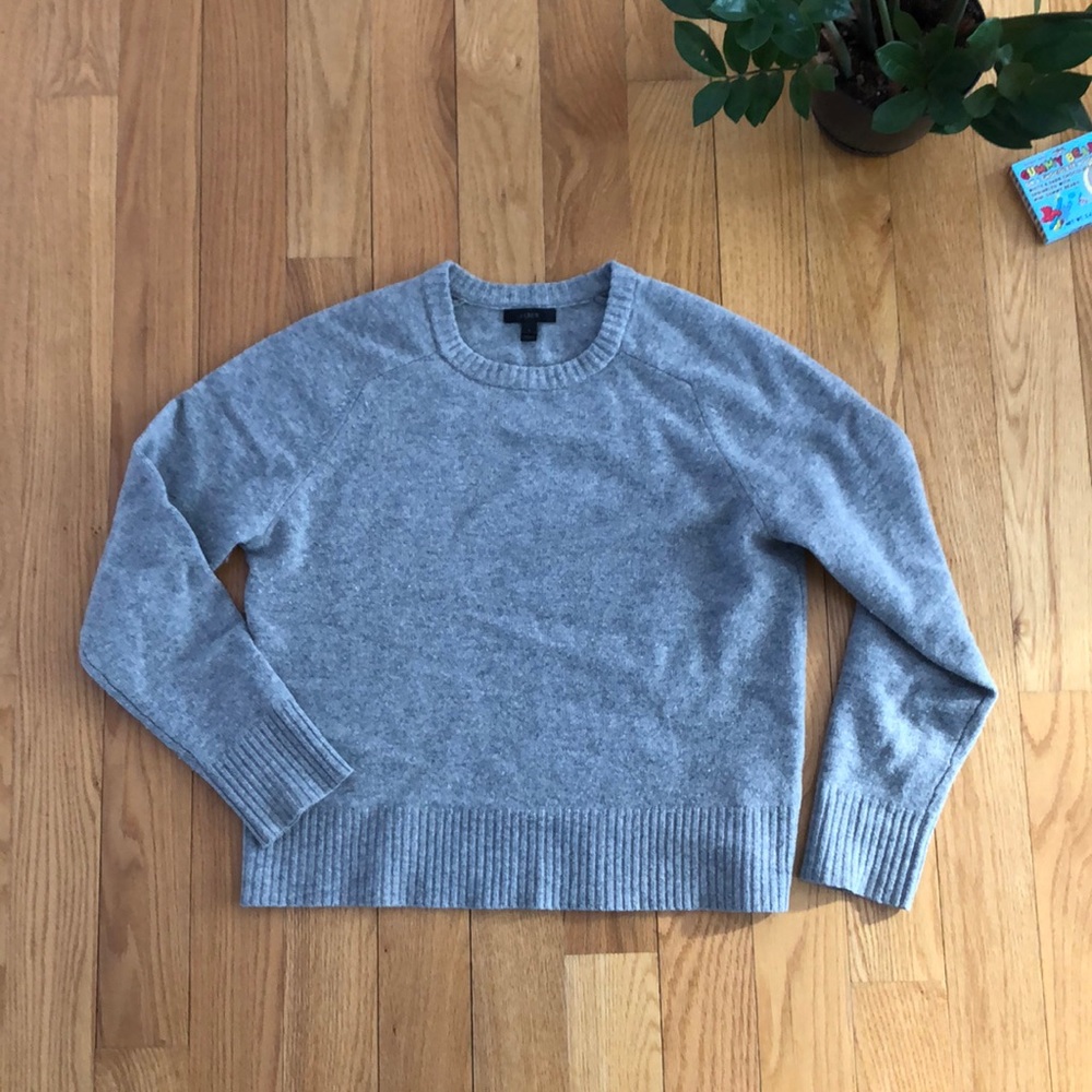 J Crew gray wool sweater boxy cut warm